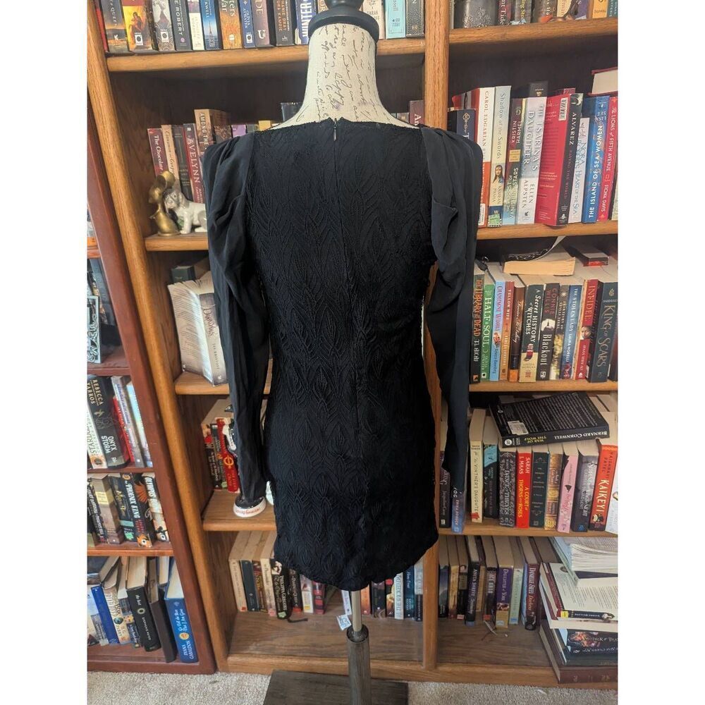 Wayne Cooper Women’s Size 1 small Black Silk Blend Long Sleeve Mini Shift Dress - Picture 3 of 8